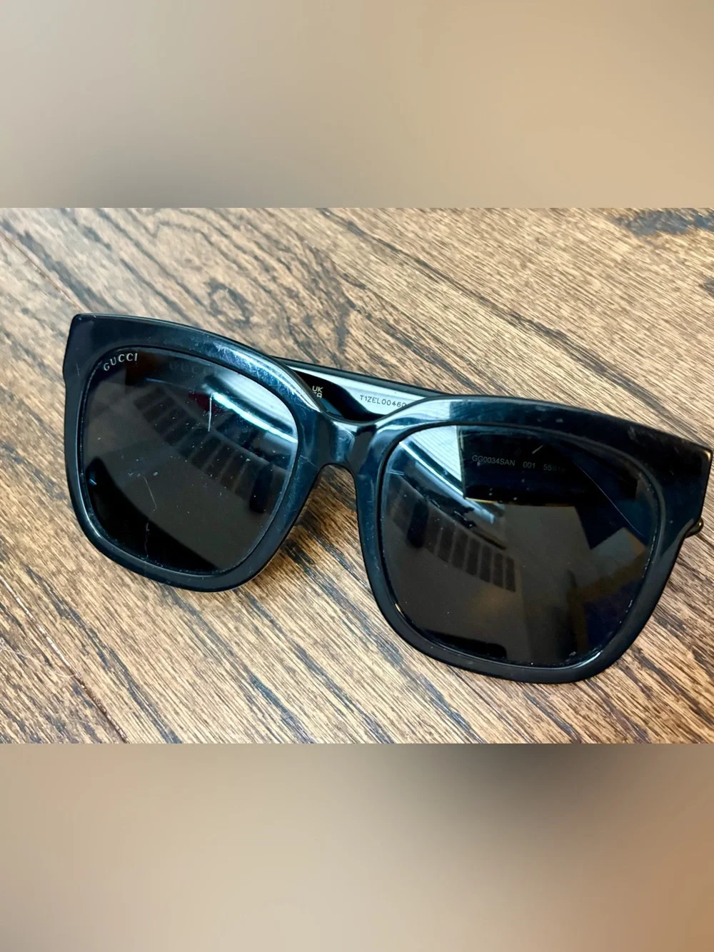 Oversized Authentic Gucci Black Sunglasses with Gold GG Medallions